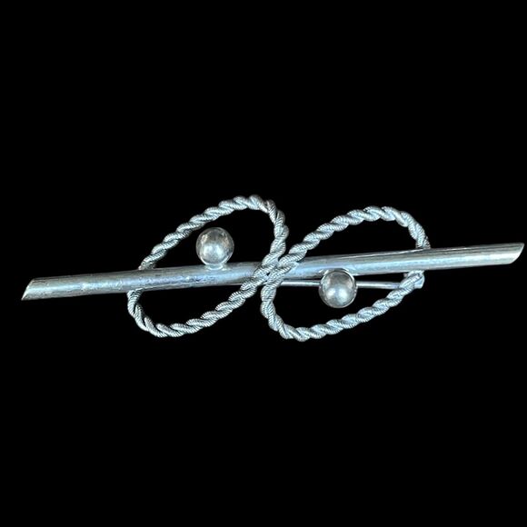 Vintage Forstner Sterling Silver Signed Abstract Rope Swirl Bar Pin Brooch 3.8g - Picture 1 of 6